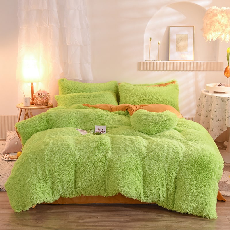 Shaggy Plush Duvet Cover with Pillow Shams King Daybed Bed Set Fleece Bedding Coverlet - Image 7