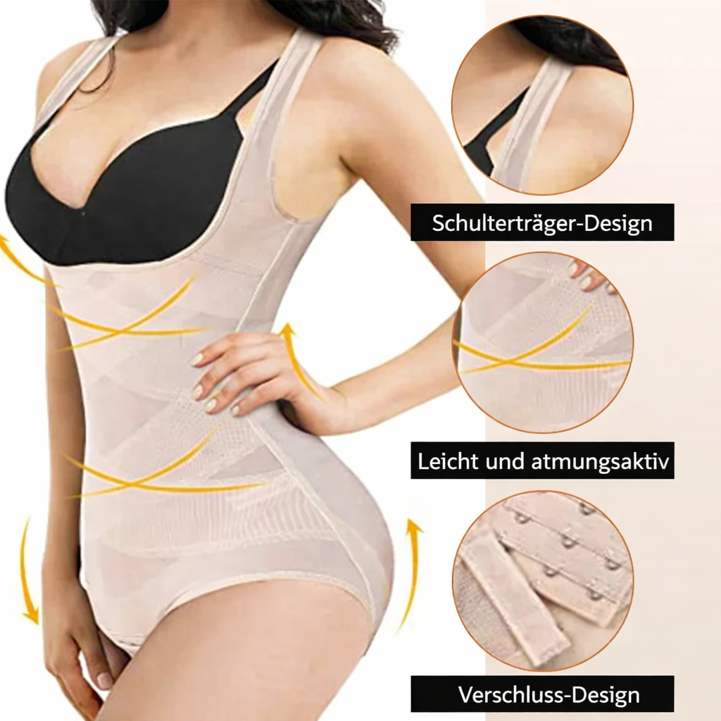 Shapewear Bodysuit Open Bust Mesh Criss Cross Sleeveless Tummy Control - Image 2