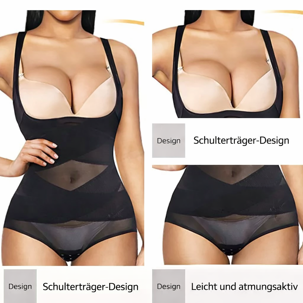 Shapewear Bodysuit Open Bust Mesh Criss Cross Sleeveless Tummy Control - Image 3