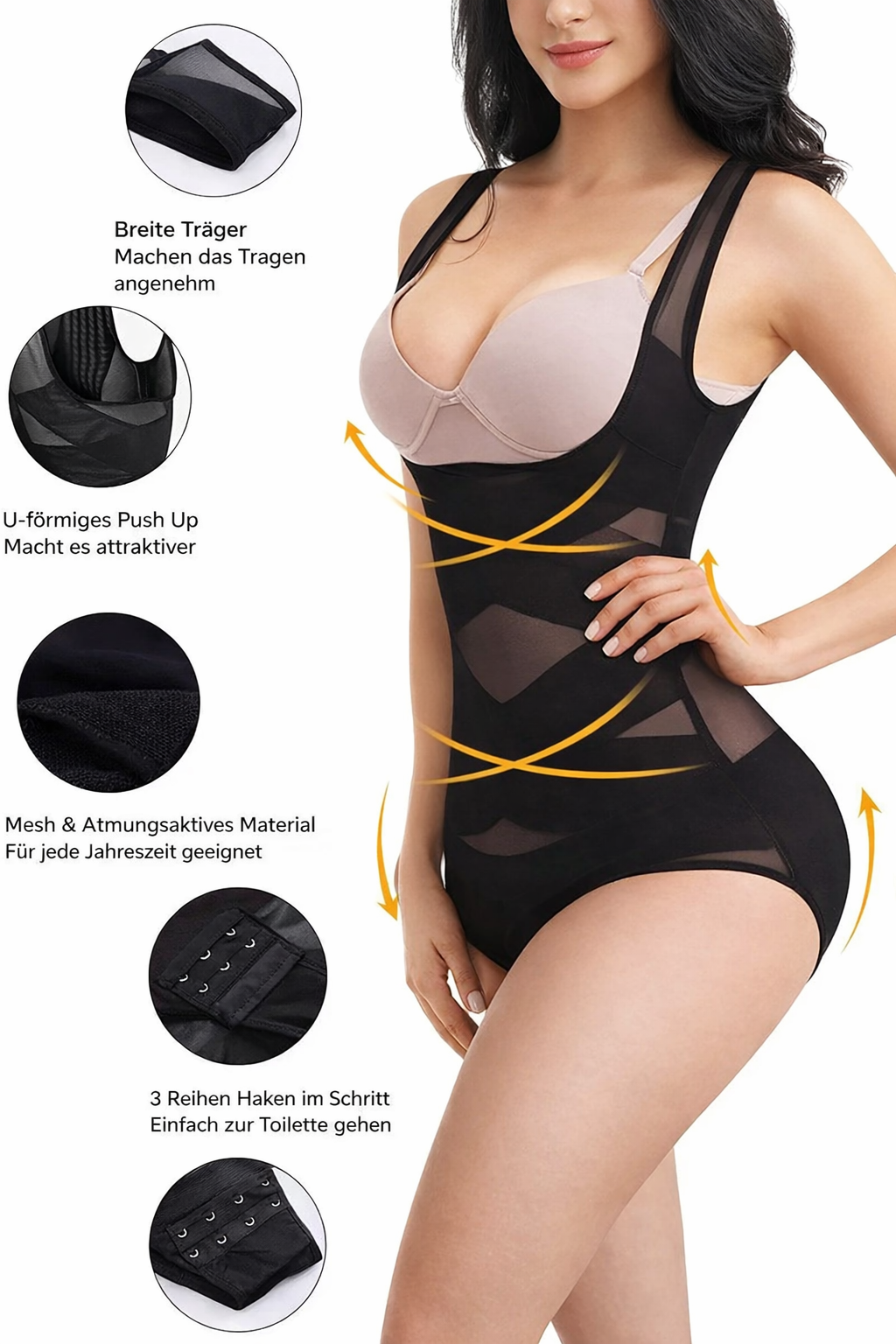 Shapewear Bodysuit Open Bust Mesh Criss Cross Sleeveless Tummy Control - Image 4