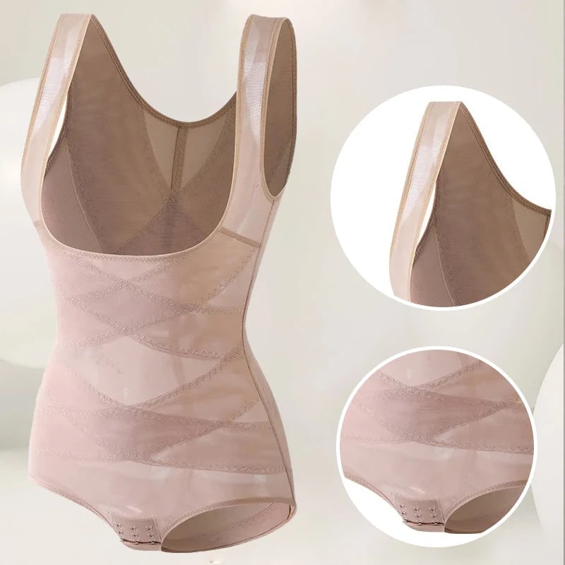 Shapewear Bodysuit Open Bust Mesh Criss Cross Sleeveless Tummy Control - Image 6