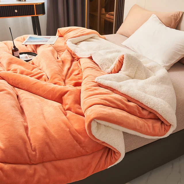 Sherpa Fleece Blanket with Soft Faux Fur and Reversible Throw Quilted Plush King Size - Image 8