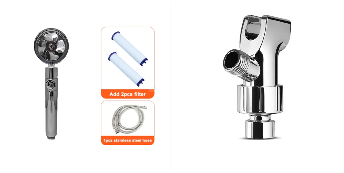 Shower Head with Hard Water and Chlorine Filter in Line Handheld Spray Nozzle with Propeller Fan - Image 54