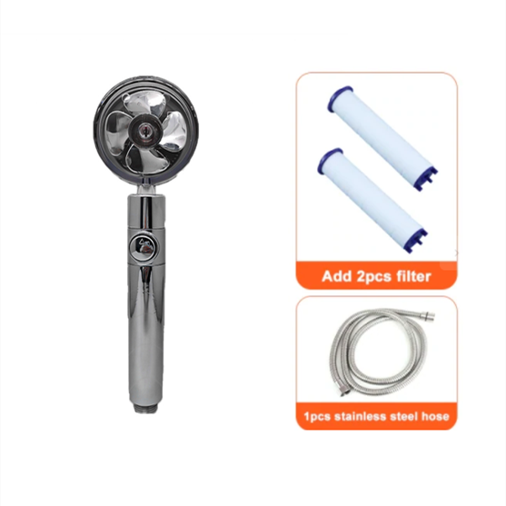 Shower Head with Hard Water and Chlorine Filter in Line Handheld Spray Nozzle with Propeller Fan - Image 55