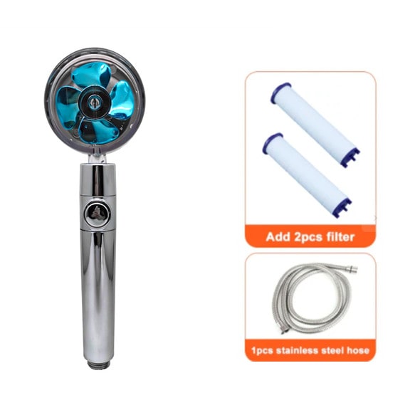 Shower Head with Hard Water and Chlorine Filter in Line Handheld Spray Nozzle with Propeller Fan - Image 84