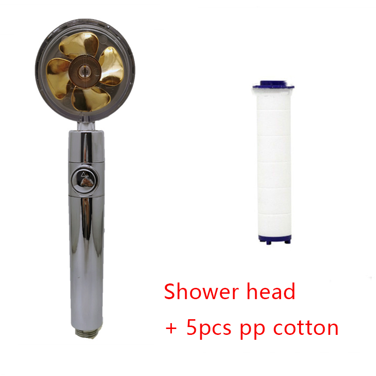 Shower Head with Hard Water and Chlorine Filter in Line Handheld Spray Nozzle with Propeller Fan - Image 98