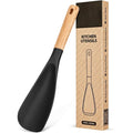 Silicone Fish Spatula for Cooking with Wooden Handle and Heat Resistant Spoonula Scoop - Image 1