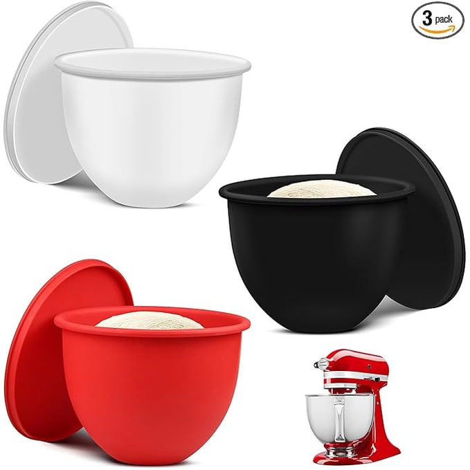 Silicone Mixer Bowl Liner for 5 Quart Stand with Lid and Dough Proofing - Image 4