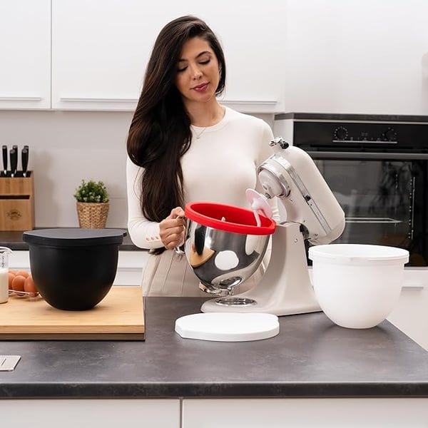 Silicone Mixer Bowl Liner for 5 Quart Stand with Lid and Dough Proofing - Image 9