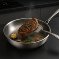 Skillet Stainless Steel Frying Pan Textured Dimpled Interior Riveted Handle - Image 4