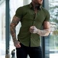 Slim Fit Short Sleeve Button-Up Shirt for Men — close-up