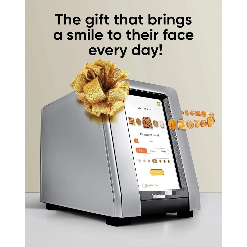 Smart Touchscreen Toaster 2 Slice Brushed Metal Warming Rack Panini Press Digital - Image 5