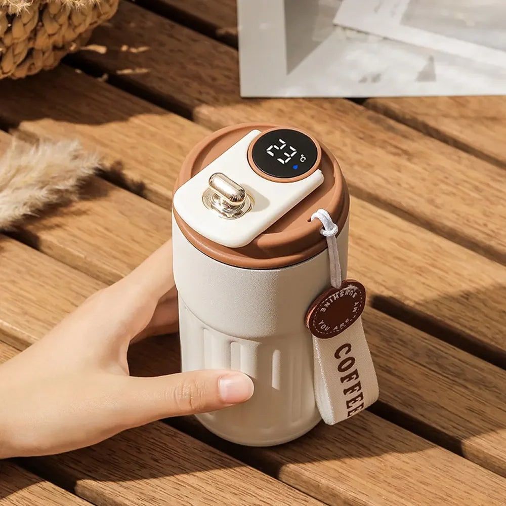 Smart Travel Mug with LED Temperature Display Insulated Stainless Steel Coffee 450ml - Image 1
