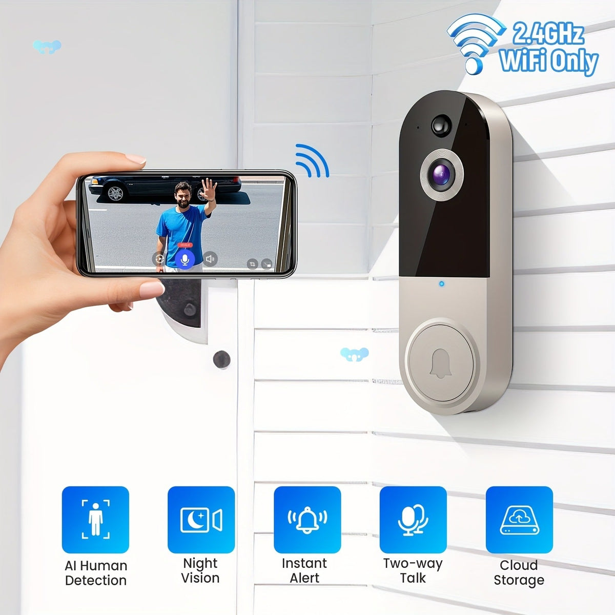 Smart Video Doorbell Camera with 1080p Resolution and WIFI Connectivity - Image 2