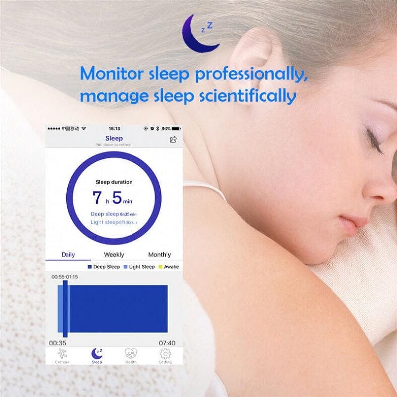Smart Watch Fitness Tracker Heart Rate Monitor Leather Band Waterproof Touch Screen - Image 6