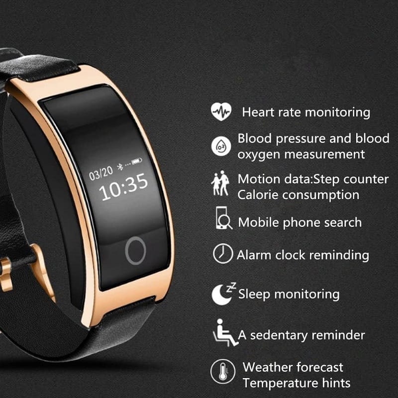Smart Watch Fitness Tracker Heart Rate Monitor Leather Band Waterproof Touch Screen - Image 7