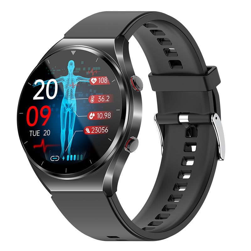 Smart Watch Smartwatch Round Touchscreen Health Monitoring Silicone Strap Metal Case - Image 11