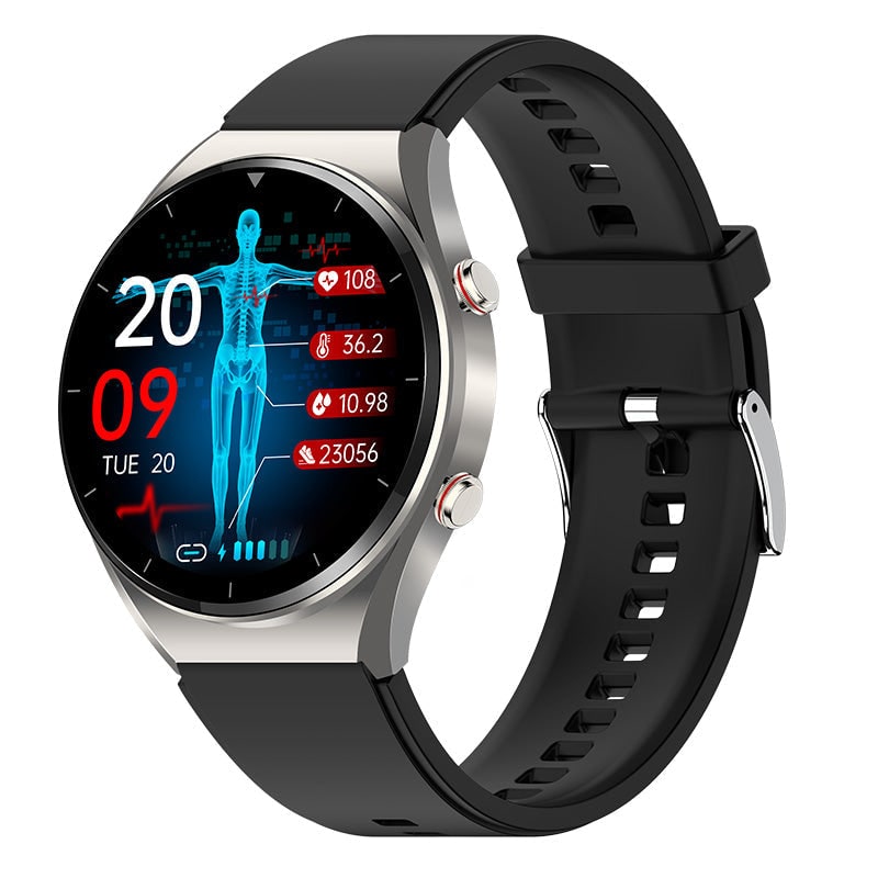 Smart Watch Smartwatch Round Touchscreen Health Monitoring Silicone Strap Metal Case - Image 12
