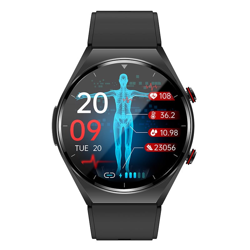 Smart Watch Smartwatch Round Touchscreen Health Monitoring Silicone Strap Metal Case - Image 2
