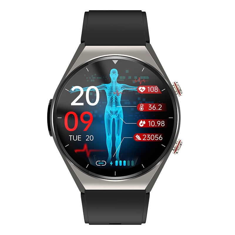 Smart Watch Smartwatch Round Touchscreen Health Monitoring Silicone Strap Metal Case - Image 3