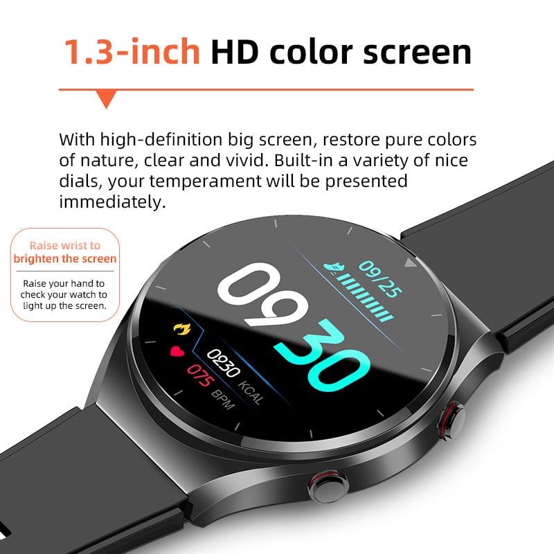 Smart Watch Smartwatch Round Touchscreen Health Monitoring Silicone Strap Metal Case - Image 4