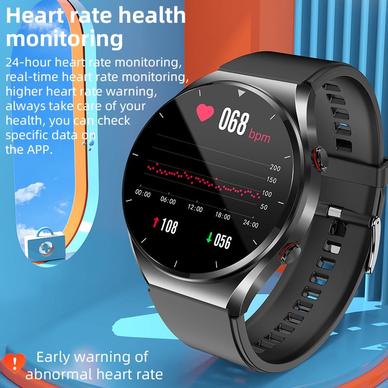 Smart Watch Smartwatch Round Touchscreen Health Monitoring Silicone Strap Metal Case - Image 7