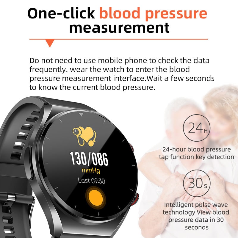 Smart Watch Smartwatch Round Touchscreen Health Monitoring Silicone Strap Metal Case - Image 9