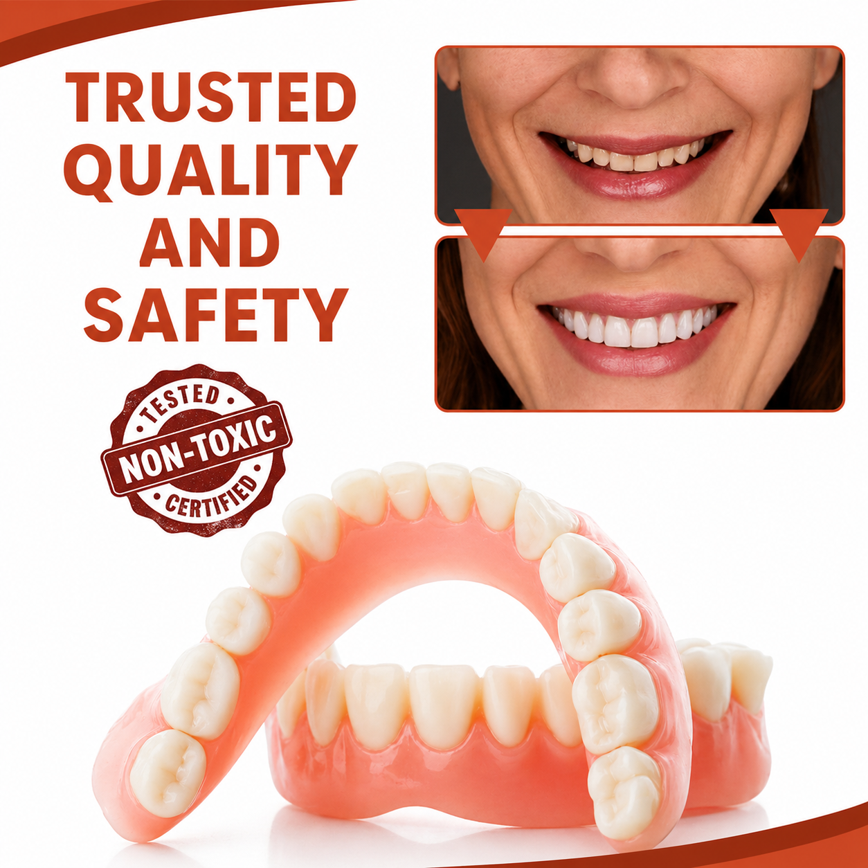 Snap on Veneers Fake Teeth Removable Cosmetic Smile Whitening Kit Instant - Image 2