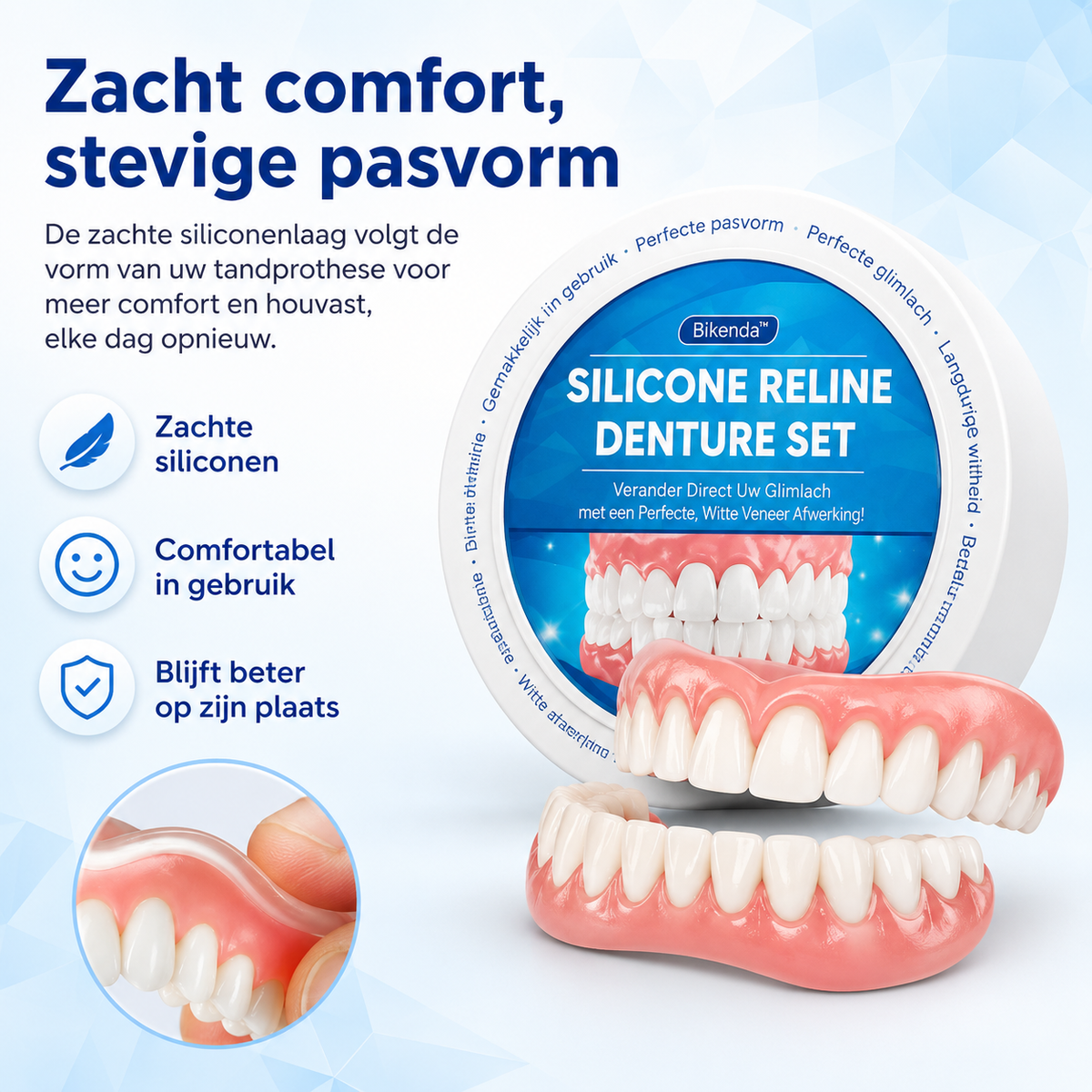 Snap on Veneers with Silicone Lining Fake Teeth Temporary Cosmetic for Upper and Lower Arch - Image 2