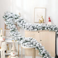 Snow-Flocked Artificial Christmas Garland for Stairs and Fireplace with Bendable Wire - Image 1