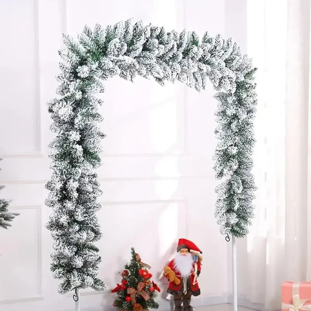 Snow-Flocked Artificial Christmas Garland for Stairs and Fireplace with Bendable Wire - Image 2