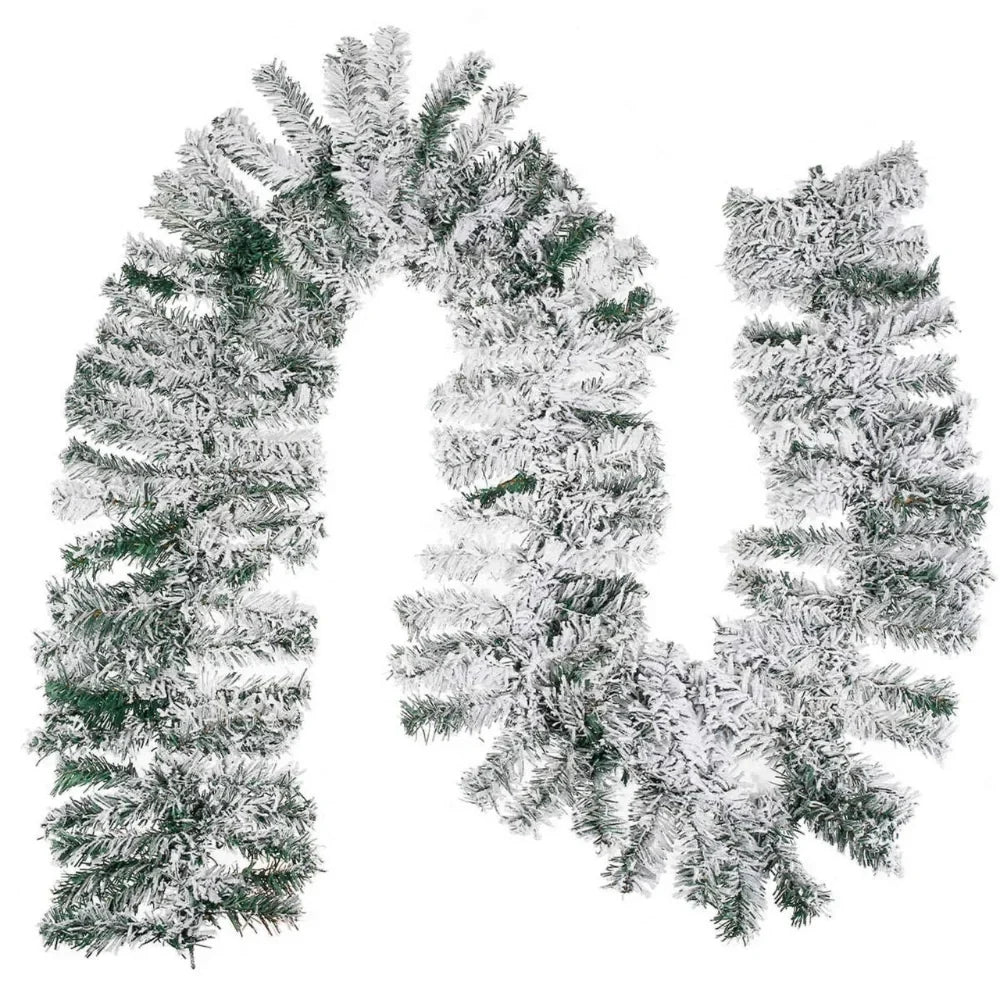 Snow-Flocked Artificial Christmas Garland for Stairs and Fireplace with Bendable Wire - Image 5