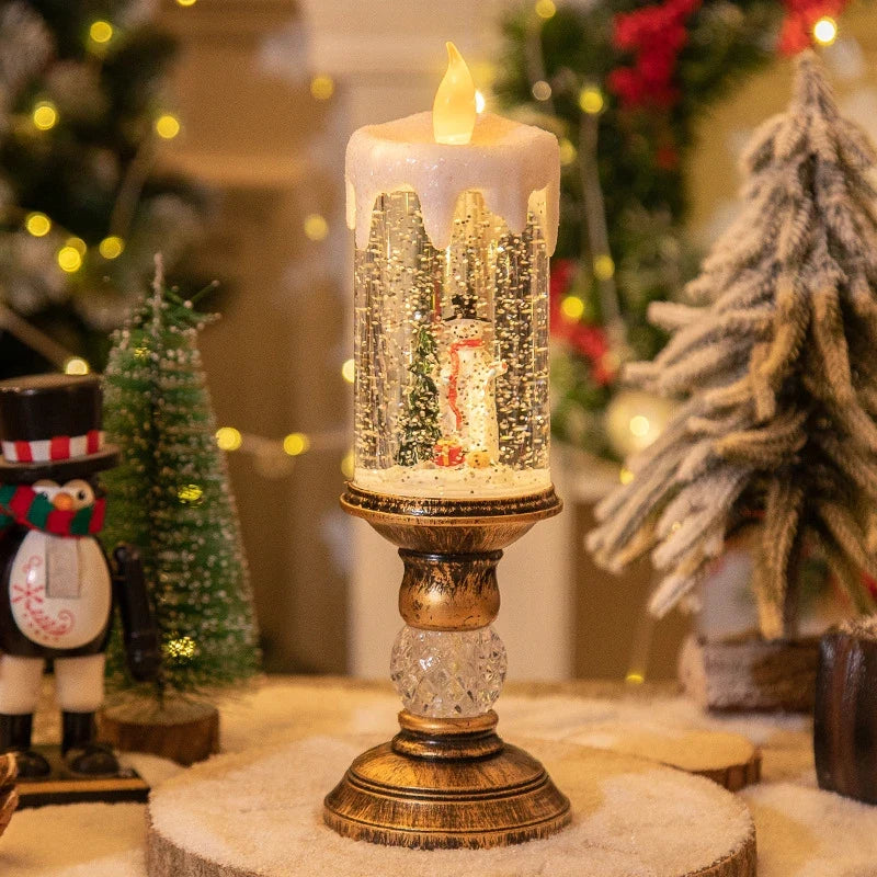 Snow Globe Flameless LED Candle with Battery Operated Light and Glitter Design - Image 10
