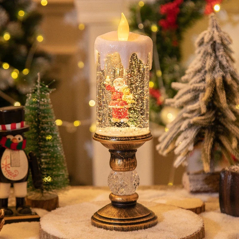 Snow Globe Flameless LED Candle with Battery Operated Light and Glitter Design - Image 12