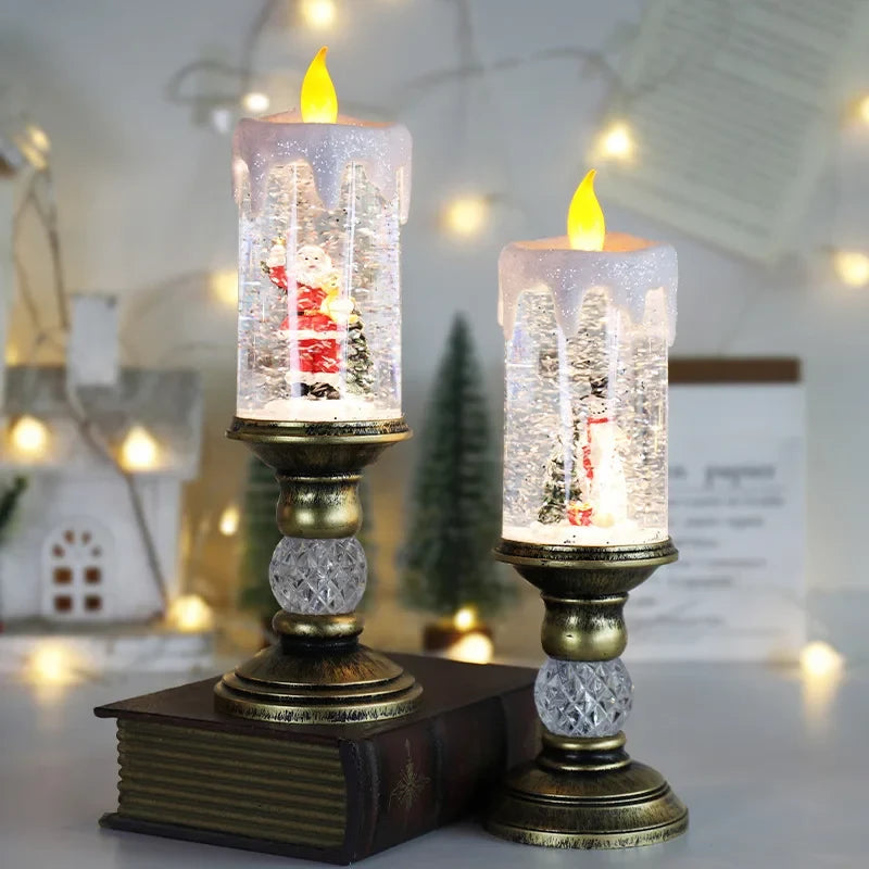 Snow Globe Flameless LED Candle with Battery Operated Light and Glitter Design - Image 4