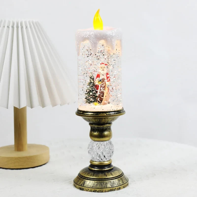 Snow Globe Flameless LED Candle with Battery Operated Light and Glitter Design - Image 5