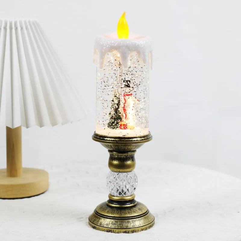 Snow Globe Flameless LED Candle with Battery Operated Light and Glitter Design - Image 6