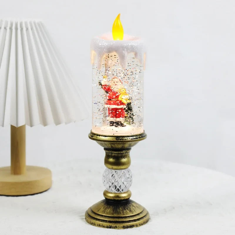 Snow Globe Flameless LED Candle with Battery Operated Light and Glitter Design - Image 8