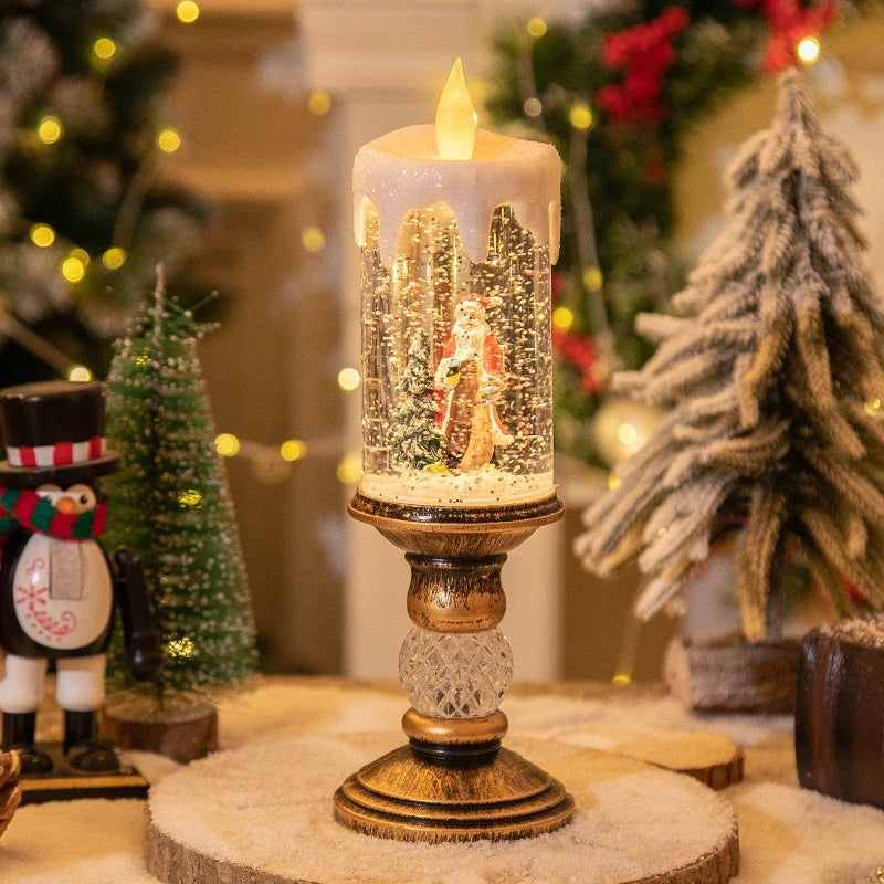 Snow Globe Flameless LED Candle with Battery Operated Light and Glitter Design - Image 9