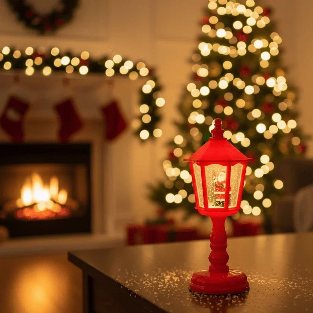 Snow Globe Lantern with Battery Operated LED Light and Musical Christmas Decoration - Image 1