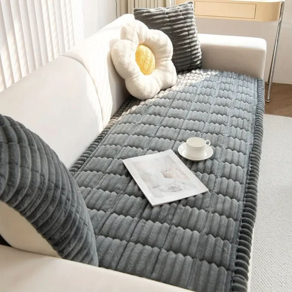 Sofa Couch Seat Cover with Quilted Plush Non-Slip Pad and Rubberized Grip Backing - Image 1