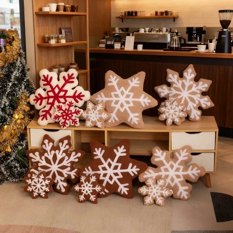 Soft Plush Snowflake Throw Pillow with Tufted Pattern and Sherpa Fabric - Image 2