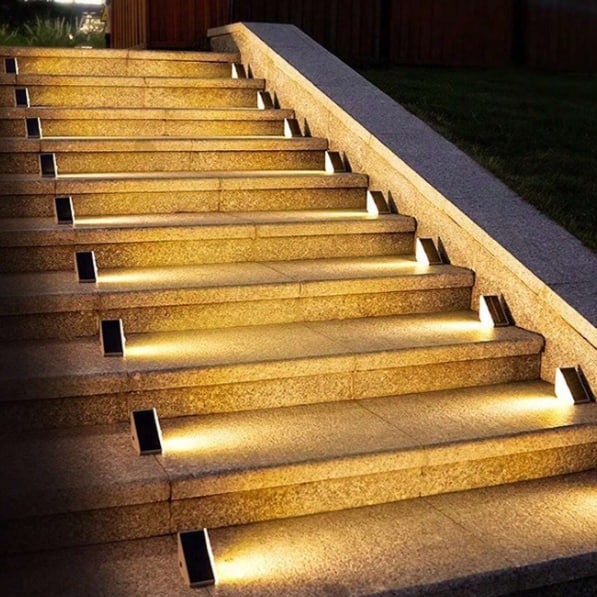 Solar Deck Lights Step Outdoor Patio Waterproof LED Warm White Stair - Image 1