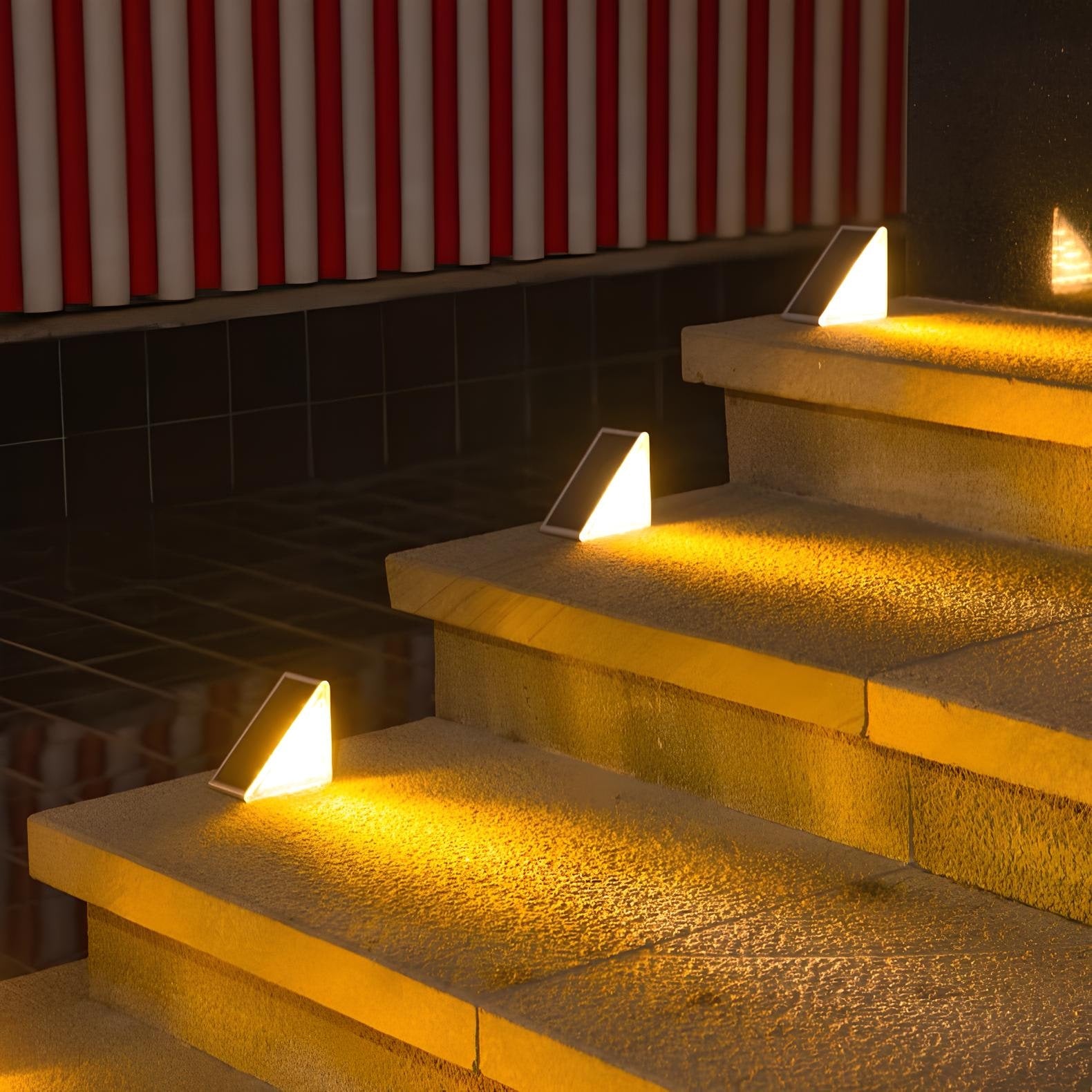 Solar Deck Lights Step Outdoor Patio Waterproof LED Warm White Stair - Image 5