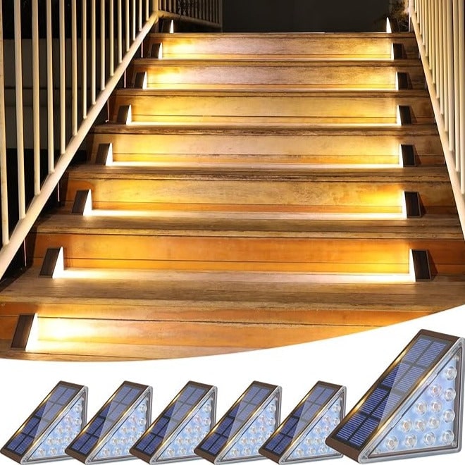 Solar Deck Lights Step Outdoor Patio Waterproof LED Warm White Stair - Image 6