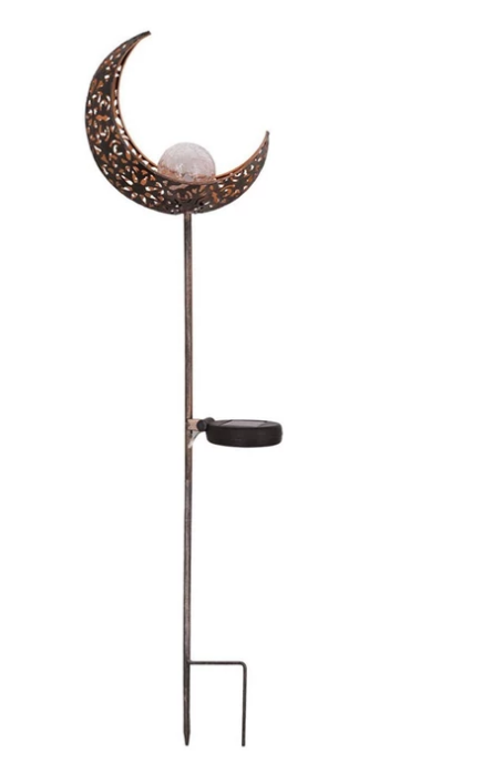 Solar Garden Lights with Crackle Glass Globe Pathway Stake Waterproof Outdoor Powered Landscape - Image 1