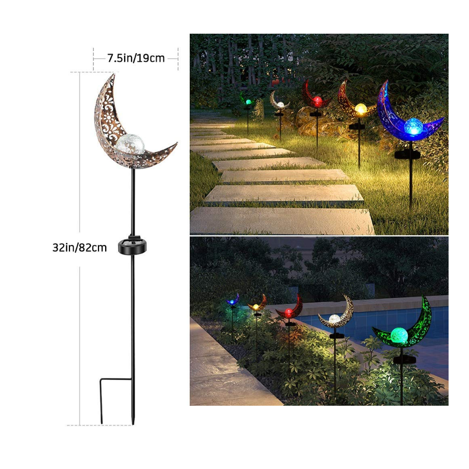 Solar Garden Lights with Crackle Glass Globe Pathway Stake Waterproof Outdoor Powered Landscape - Image 11
