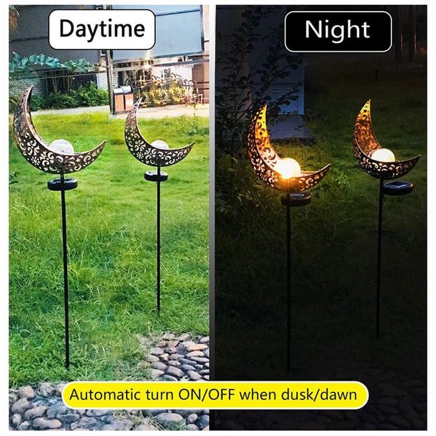 Solar Garden Lights with Crackle Glass Globe Pathway Stake Waterproof Outdoor Powered Landscape - Image 2