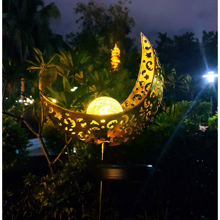 Solar Garden Lights with Crackle Glass Globe Pathway Stake Waterproof Outdoor Powered Landscape - Image 5