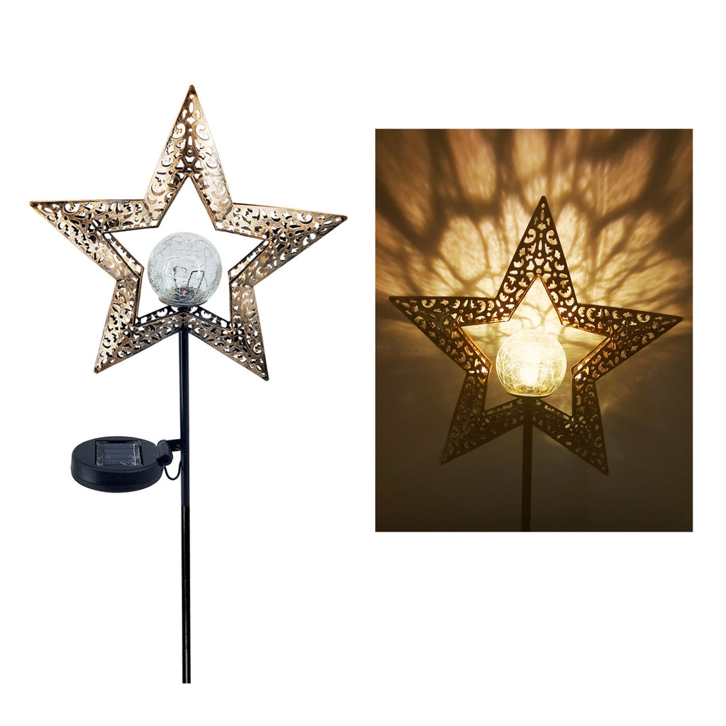 Solar Garden Lights with Crackle Glass Globe Pathway Stake Waterproof Outdoor Powered Landscape - Image 6